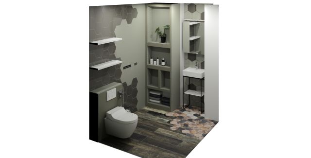 Simulation 3D projet wc - Comptoir du Carrelage